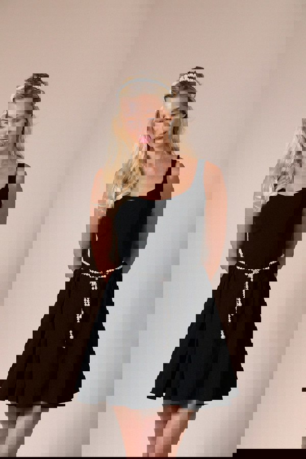 SVNX Bee Pearl Chain Belt In Silver