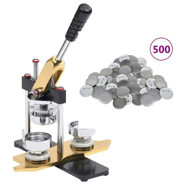 Berkfield Badge Maker with 500 pcs Pinback Button Parts 25mm Rotate Punch