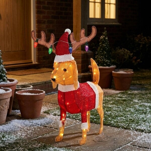 Garden Greatness Festive LED Light-Up Dog Decoration - Red