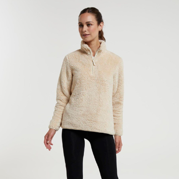 Mountain Warehouse Womens Teddy Fleece Quarter Zip Fleece Top - Beige