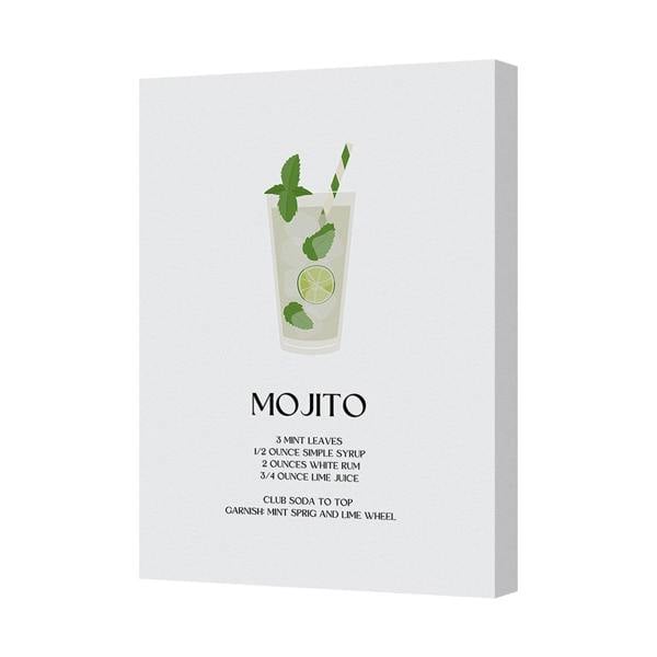 Benjamin Tate Design Mojito Mint Leaves Canvas Art Print With Deep Wooden Frame