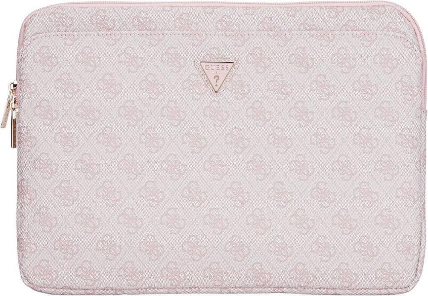 Guess 4G Zipper Pocket Triangle Logo Laptop Sleeve for 14" MacBook Pink -GUCS14ZP4DPTP