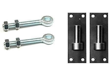 EDH Door Hardware EDH Heavy Duty Adjustable Gate Hinge Set – 12mm Pin Brackets & 12mm x 100mm Eye Bolts for Wooden Gates- Black
