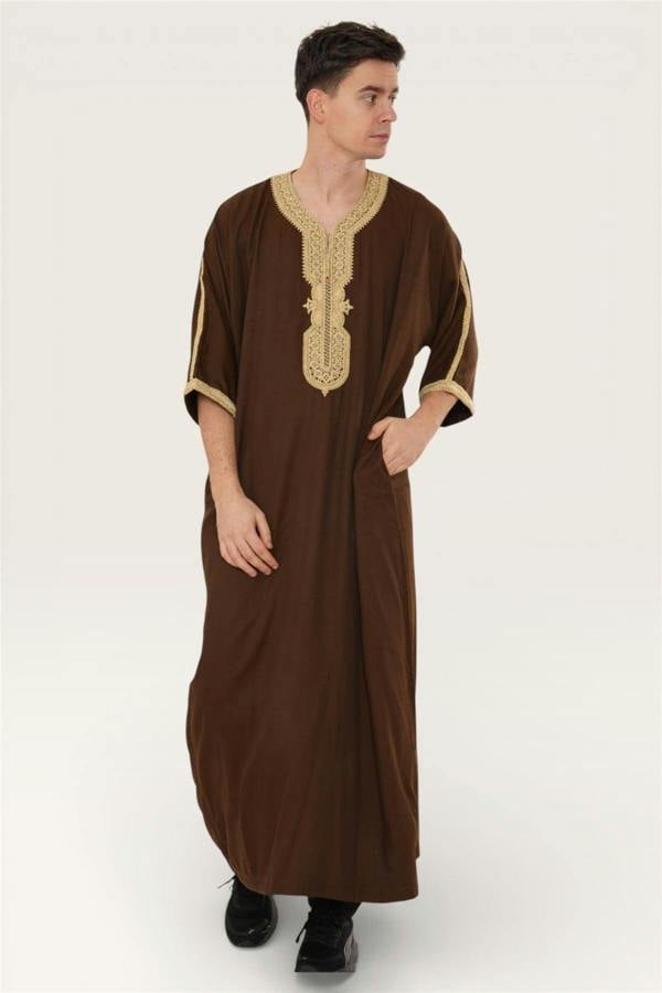 Infinity Leather Men's Ramadan Moroccan Thobe Robe Djellaba Gandoura Eid Jubba- HM67