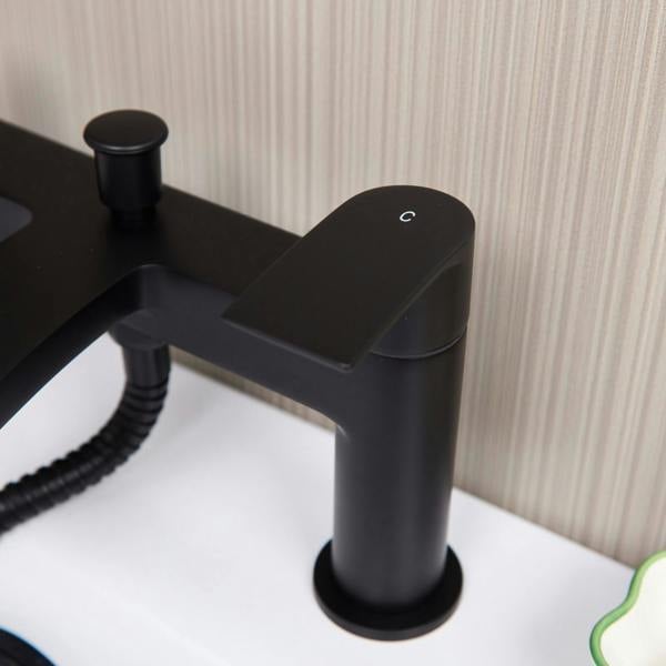Flode Falun | Bath Shower Mixer | Including Handset and Holder | Matt Black