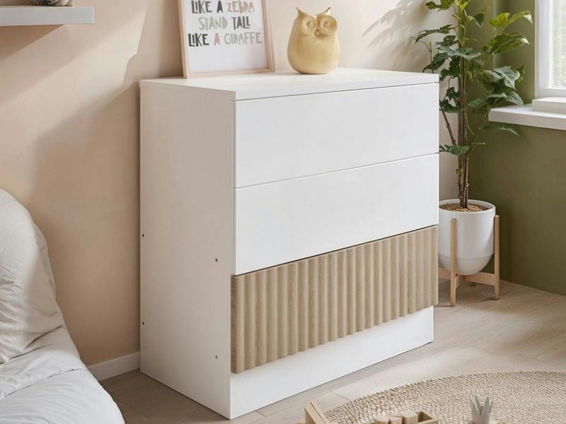 Flair Luca 3 Drawer Chest Ribbed White