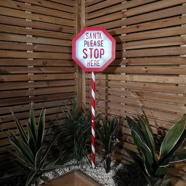 Samuel Alexander 1.1m Battery Operated Light up Santa Stop Here LED Christmas Sign