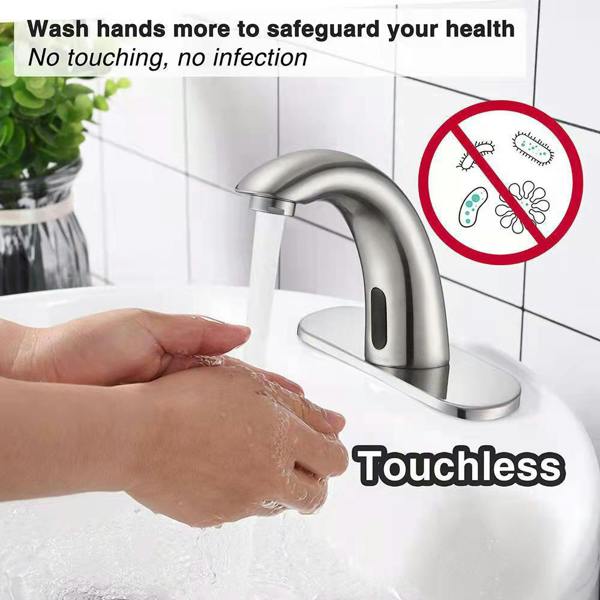 Ener-J Touchless Motion Sensor Faucet with LED Temperature Display, 360 Degrees, 3 Flow Modes, Cold & Hot