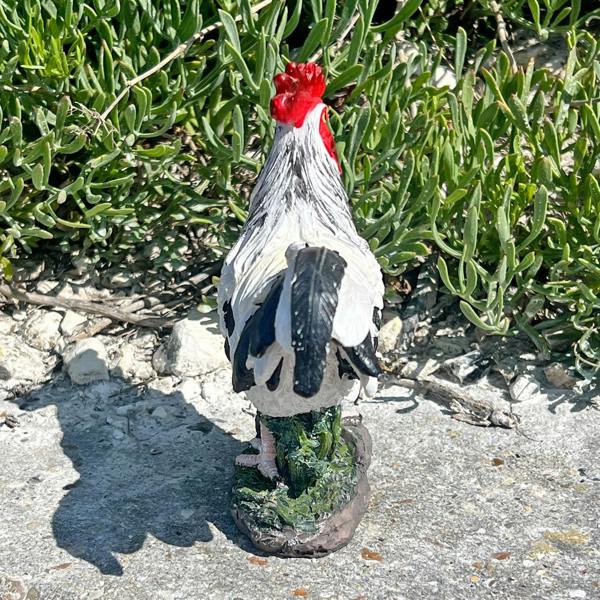 Farmwood White Cockerel Bird Garden Animal Ornament