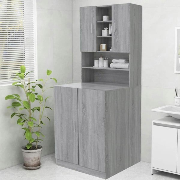 Berkfield Washing Machine Cabinet Grey Sonoma 70.5x25.5x90 cm