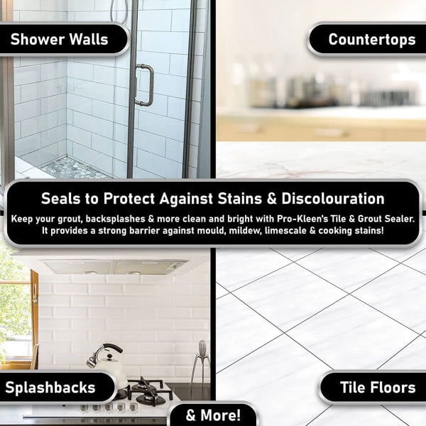 ProKleen Pro-Kleen Tile & Grout Sealer 400ml x2- Waterproof Protection Against Mould, Mildew & Limescale - Seals & Protects
