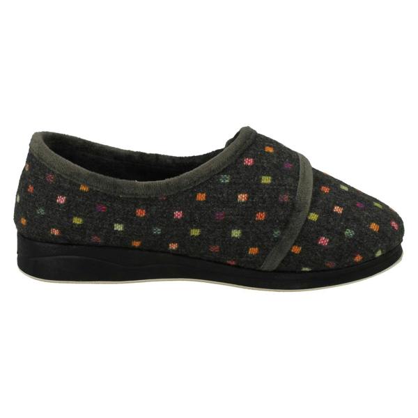 Padders Ladies Padders Wide Fitting Hook & Loop Slippers Lotty