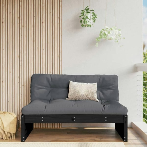 Berkfield Middle Sofa Black 120x80 cm Solid Wood Pine