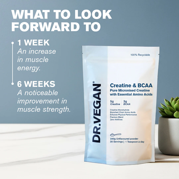 Dr Vegan Creatine (5g) & BCAA (3g) 30 servings Unflavoured Powder 240g