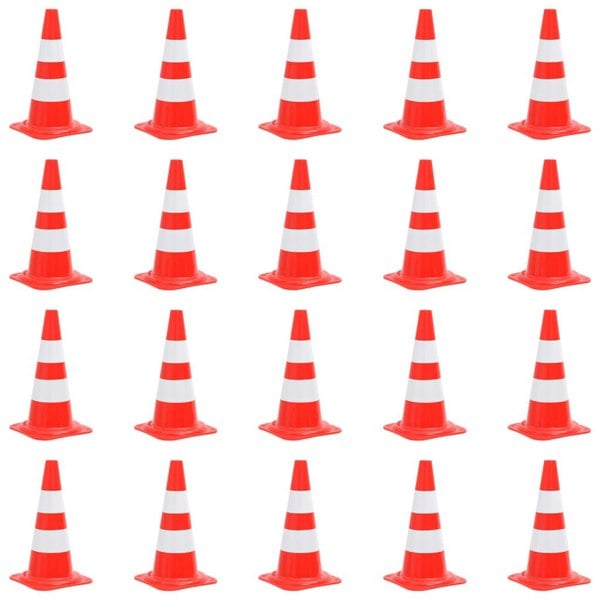 Berkfield Reflective Traffic Cones 20 pcs Red and White 50 cm