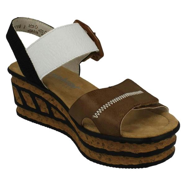 Rieker Ladies Rieker Buckle Detailed Wedge Sandal 68176