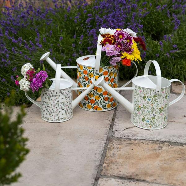 The British Gardening Company 5L Sketchy Floral Outdoor Metal Watering Can