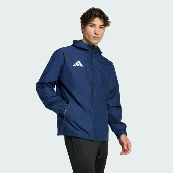 Adidas Mens Entrada 26 All Weather Rain Jacket Waterproof Coat Navy JZ9102