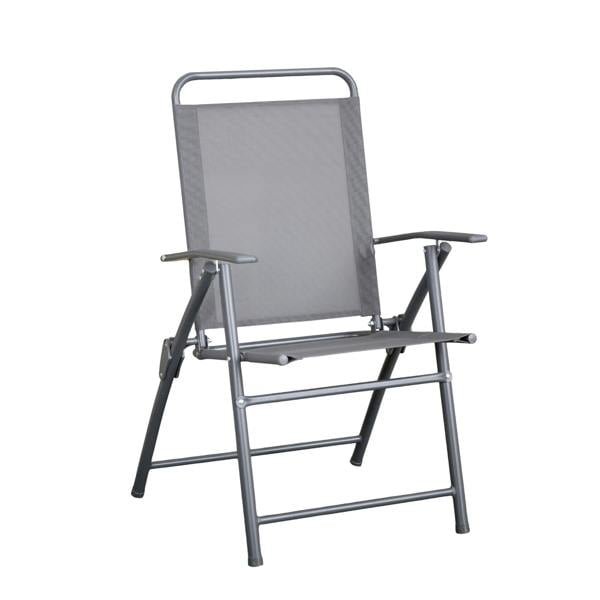 Samuel Alexander Multi-Position Folding Garden Patio Single Chair in Grey