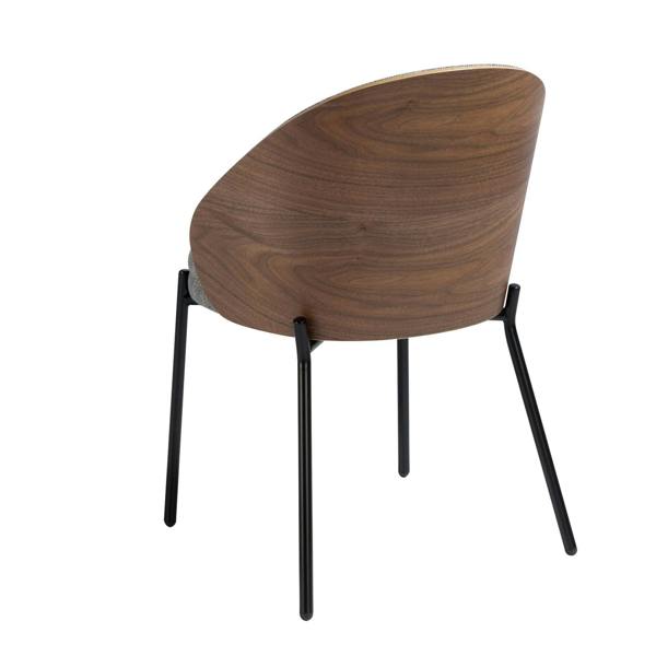 Angel Cerdá Grey Fabric and Walnut Chair 4115