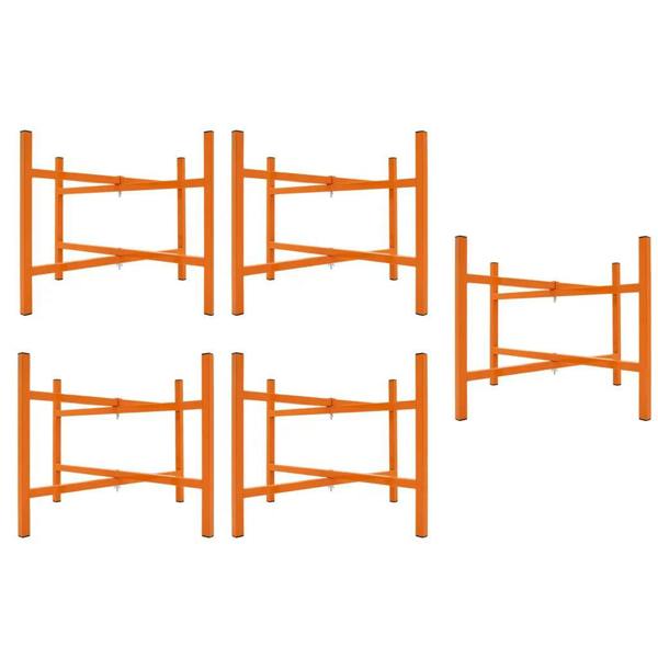 Five sturdy orange mortar board stands, each 500mm high, featuring a cross-brace design for stability and support in construction projects