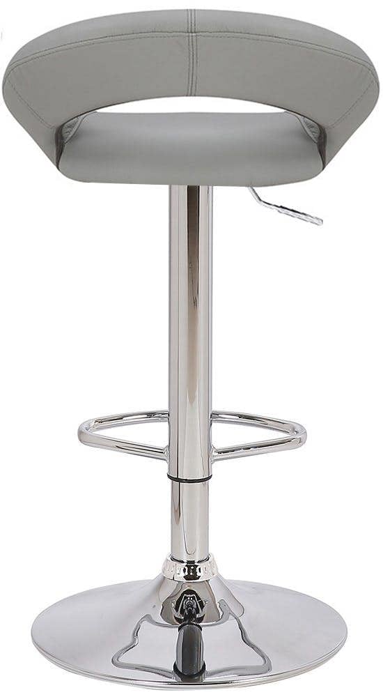 Lamboro Sorrento Real Leather Kitchen and Breakfast Bar Stool, Height Adjustable Swivel Gas Lift, Grey