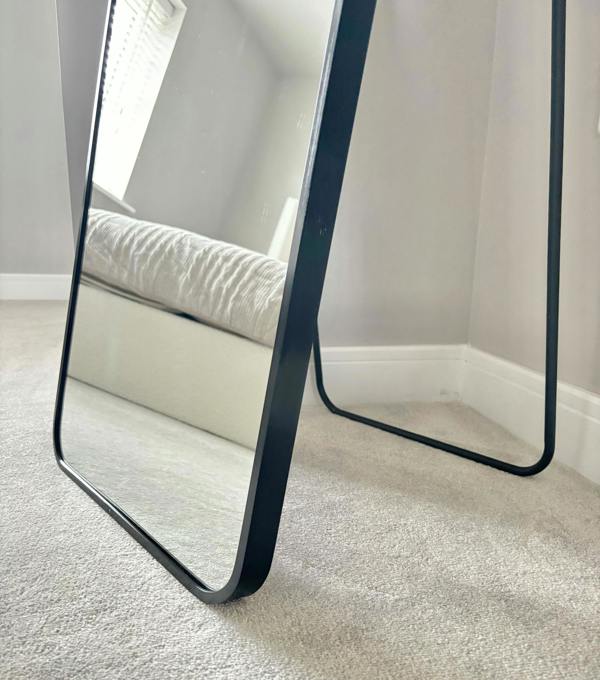 Downton Interiors Stunning Black Rectangular Metal Frame Wall or Floor Standing Dressing Mirror 145cm x 45cm - Soho Collection