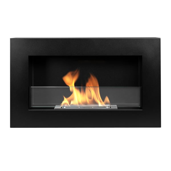 BIOFireplacesGMT Bioethanol Fireplace Wall Mounted 650x400 Black Matt with Glass Ventless