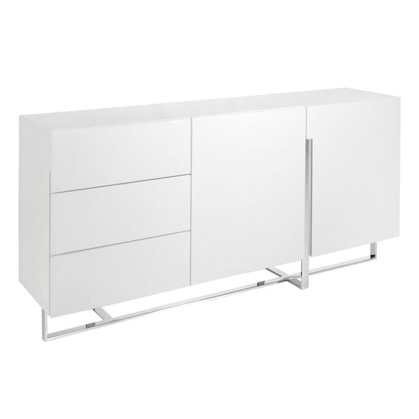 Angel Cerdá White Wood and Chrome-plated Steel Sideboard 3051