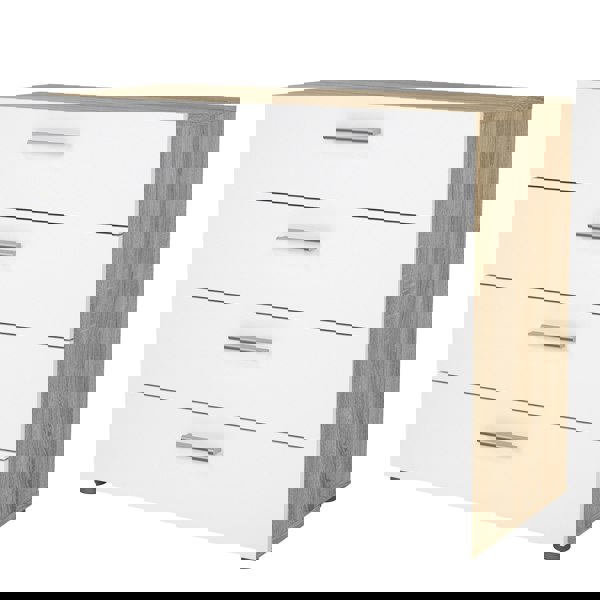 Furniture To Go Pepe Chest of 4 Drawers in Oak with White High Gloss