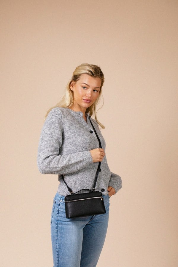 SVNX Faux Leather Crossbody Satchel In Black