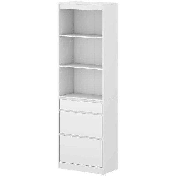 Bookcase with Drawers Adjustable Shelves Book Shelf for Study Living Room White