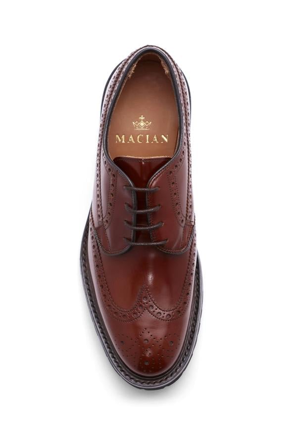 Guinevere brogue derby shoes in hazelnut calf leather, Made in England