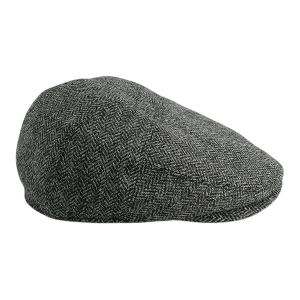 Gamble & Gunn 'Goodwood' Moon Tweed Grey Herringbone Flat Cap