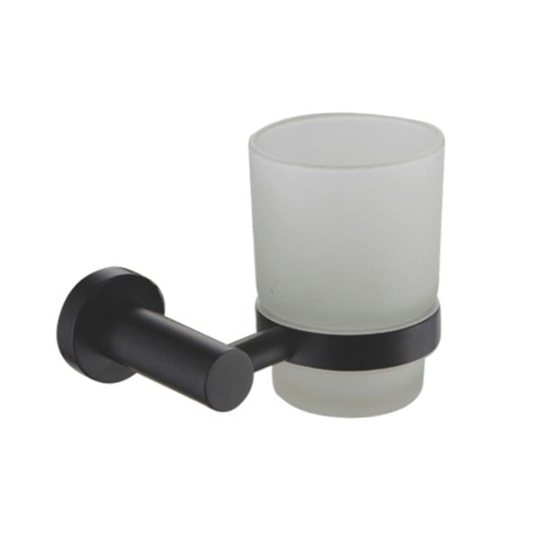 Showerdrape Modernity Black Stainless Steel & Frosted Glass Wall Mounted Toothbrush Holder