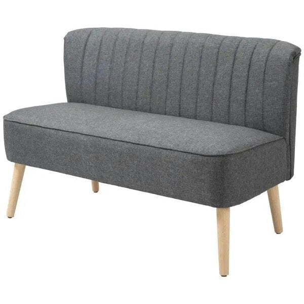 2 Seater Sofa for Living Room, Modern Linen-Look Fabric Couch, Armless Loveseat Sofa Settee for Bedroom, Dark Grey