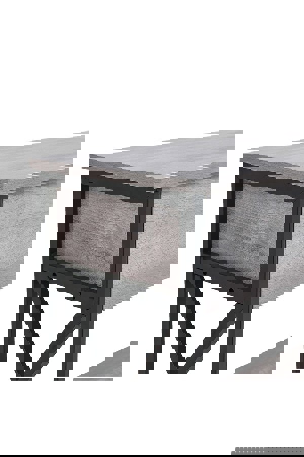 Living and Home 3 Tier Industrial Style Narrow Wooden Console Table with Drawers and Shelves