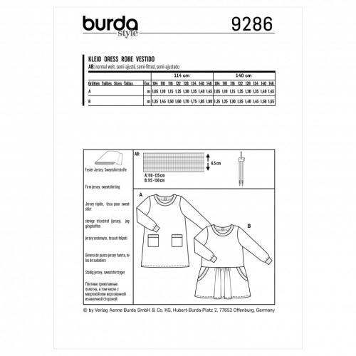 Burda Sewing Pattern 9286 Dresses For Kids, 56 to 98 - Easy