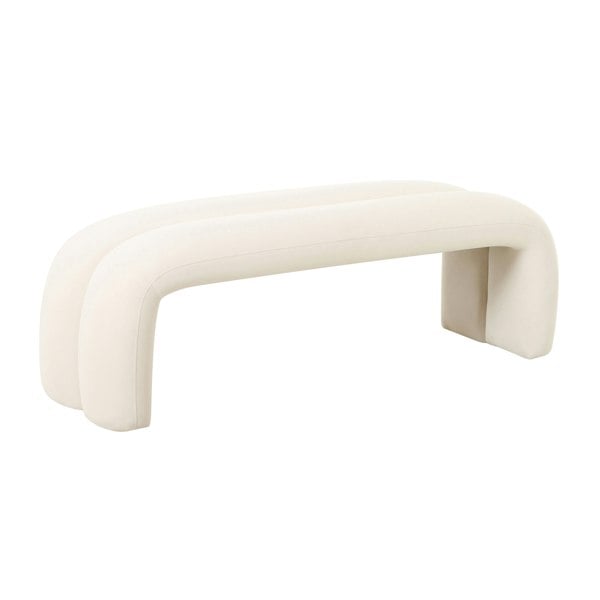 Furniture Edit Leigh Cream Velvet Channeled Bench