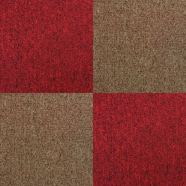 40 x Carpet Tiles 10m2 - Scarlet Red & Sand