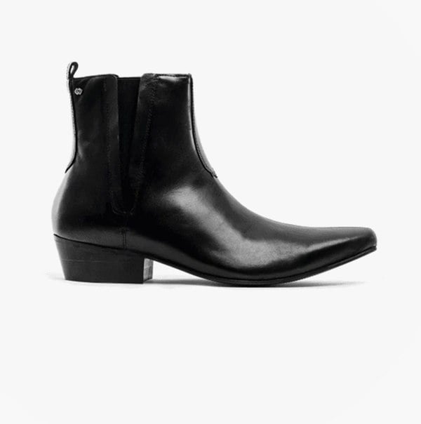 Club Cubano BRUNO Mens Leather Cuban Heel Pointed Boots Black