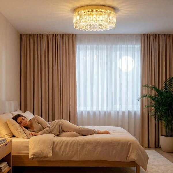 Crystal Chandeliers with 225 Crystal Pendants, 8-Light Ceiling Light for Living Room, Bedroom Dining Room, Gold Tone