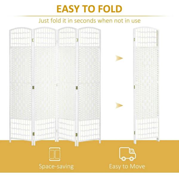 White folding room divider privacy screen showing space-saving folded position