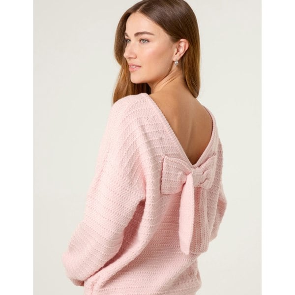 Blue Vanilla Round Neck Bow Back Detailed Jumper