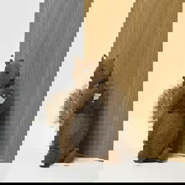 HOMESCAPES Luxury Fabric Squirrel Doorstop Set of 2