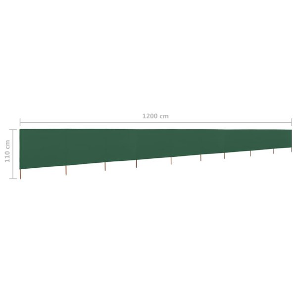 Berkfield 9-panel Wind Screen Fabric 1200x80 cm Green