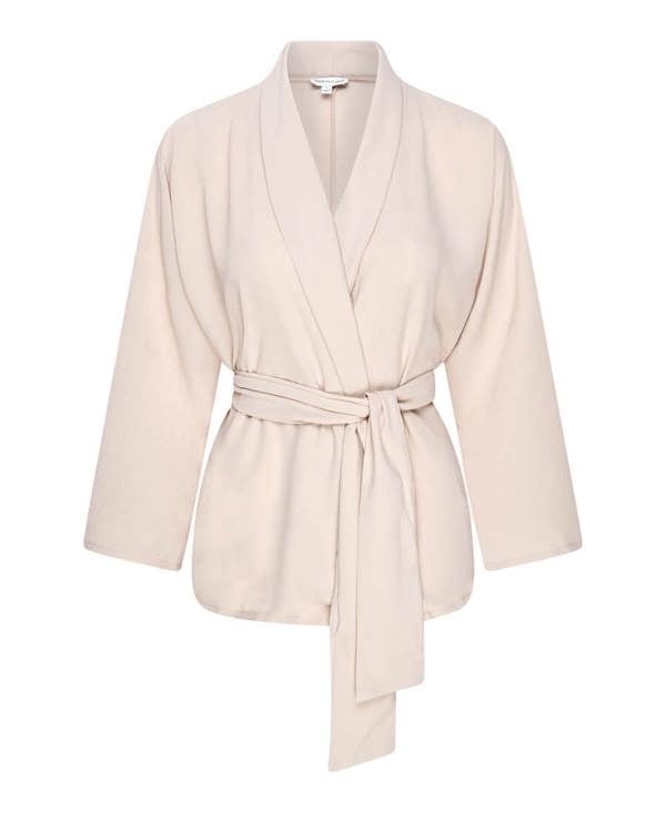 Cream soft jacket wrap waist