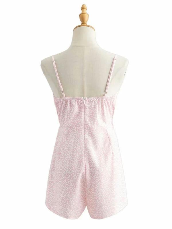 FS Collection Pink Leopard Print Playsuit with Ruffle