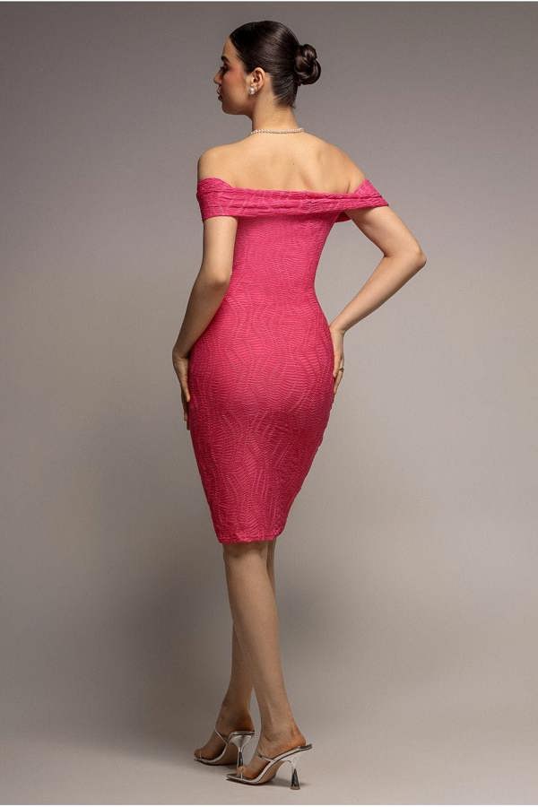 Front Knot Twist Midi Dress - Magenta DR4409