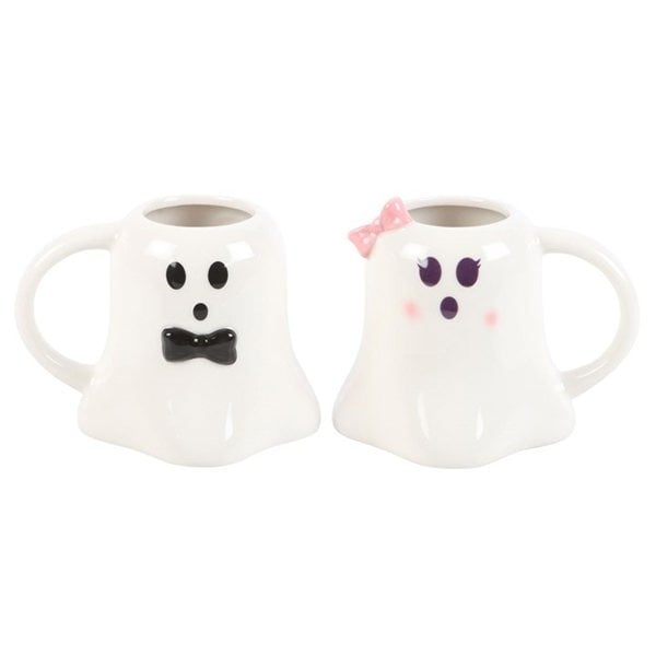 Serano Mr and Mrs Boo Ghost Shaped Mug Set